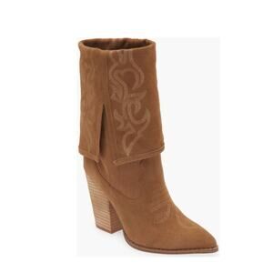 Steve Madden Women's Layne Western Cowboy Boots Tan Suede Size 8.5
